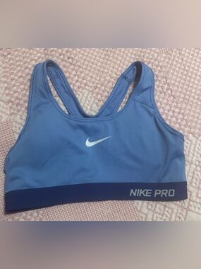 Nike Pro Dri-Fit Women's Sports Bra Blue Size Small Euc